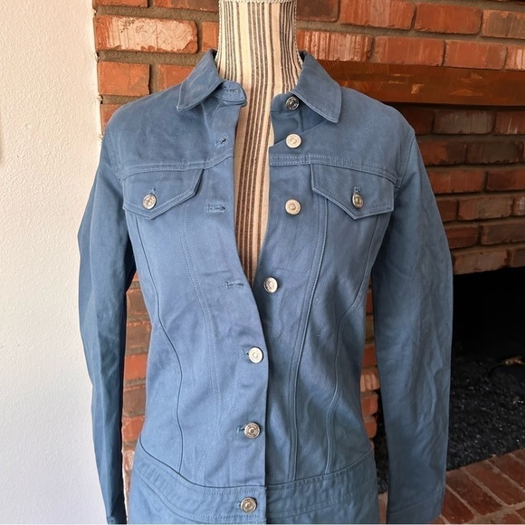 NWT ZARA Blue Coated Denim Button Down Utility Mini Dress Sz M - Picture 5 of 10